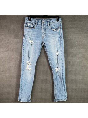 Old Navy Distressed Light Wash Slim Fit Men's Jeans 32x30 With Rips & Classic
